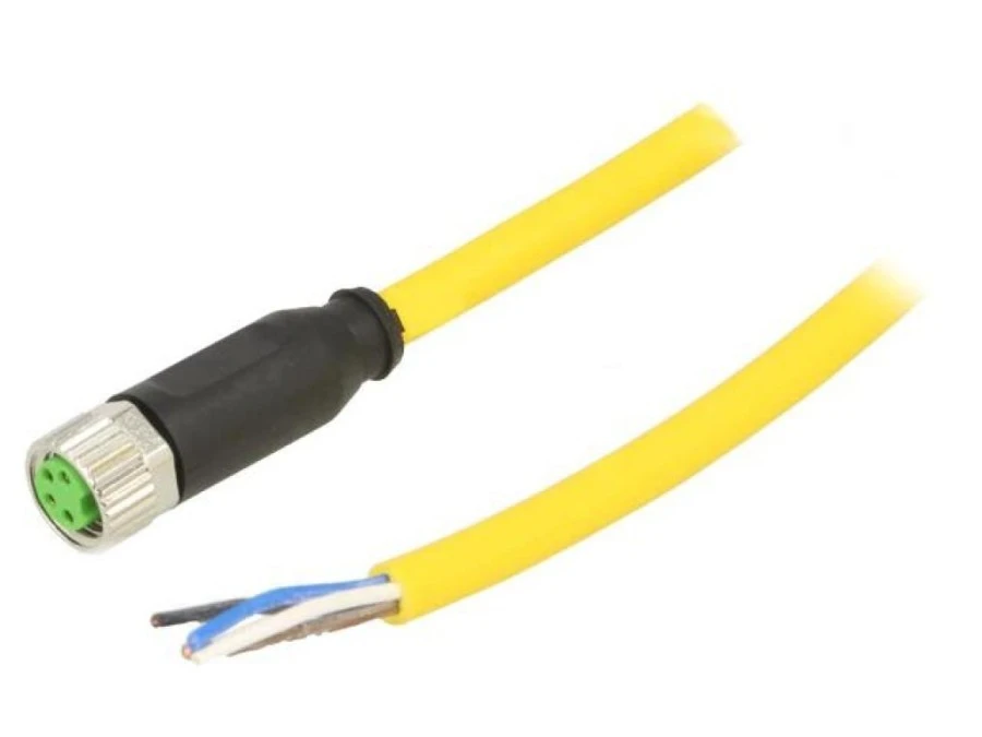 Gniazdo proste M8, 4P z przewodem o długości 5m PVC, 50VAC 7000‑08061‑0110500