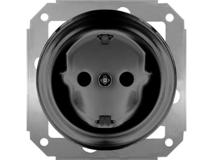 Gniazdo pojedyncze 2P+Z SCHUKO Retro ceramic bez ramki, 16A‑250V~, czarne