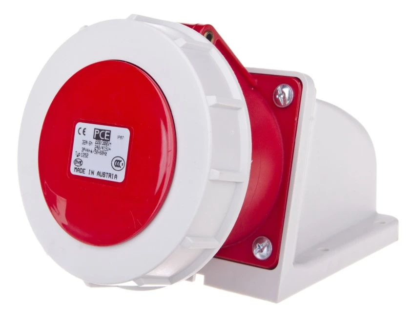 Gniazdo stałe 32A 5P 400V czerwone IP67 1252‑6p