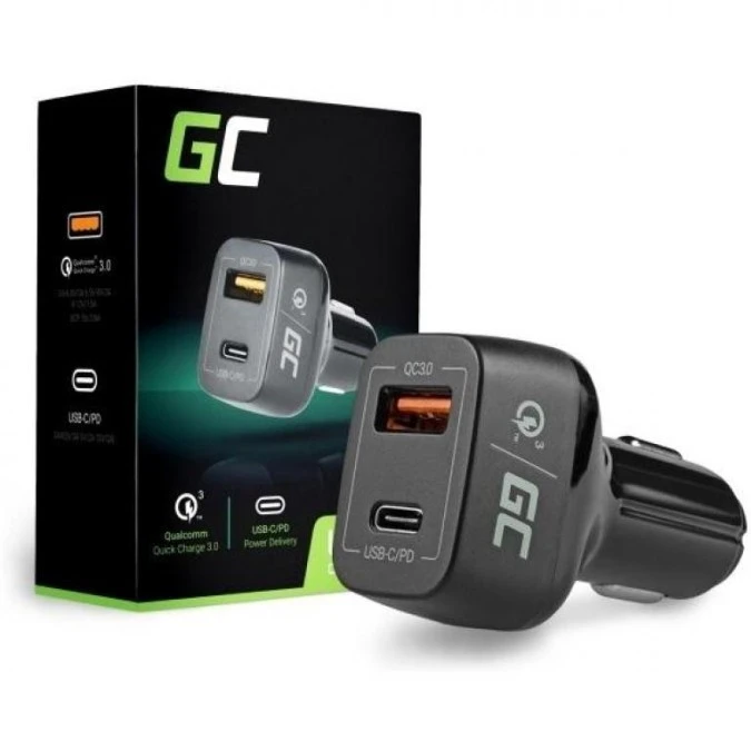 Green Cell Ładowarka samochodowa 1x USB typ‑A Quick Charge 3.0 1x USB typ‑C Power Delivery 42W