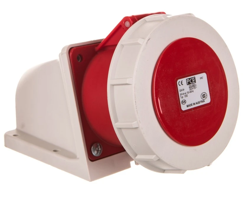 Gniazdo stałe 32A 5P 400V czerwone IP67 1252‑6v