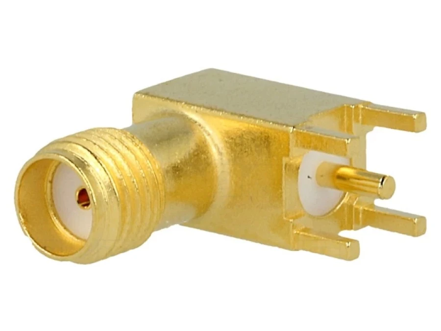 Gniazdo SMA żeńskie kątowe 90 50 Ohm THT na PCB delrin POM 3‑1478978‑1
