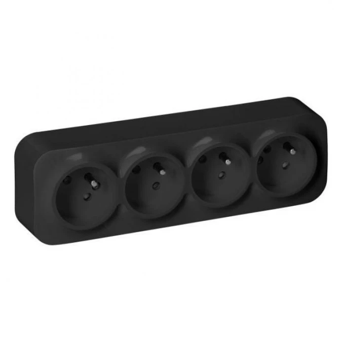 Gniazdo poczwórne ToDo 2P+Z IP20, 16A, 230V AC, czarny,OR‑OE‑7210/B