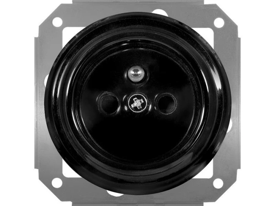 Gniazdo pojedyncze 2P+Z Retro ceramic bez ramki, 16A‑250V~, czarne