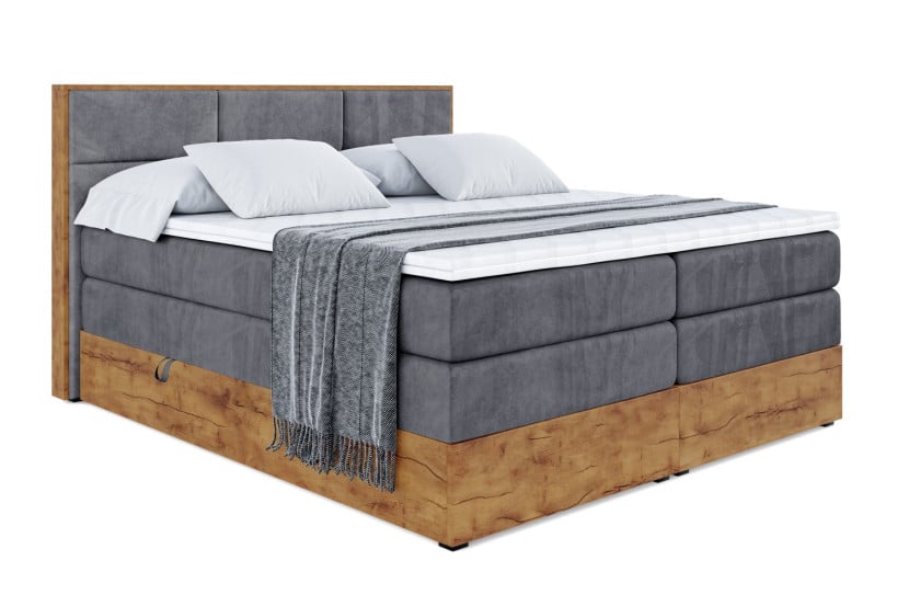 Łóżko kontynentalne z pojemnikiem i materacem H3|H4 LOLLI1 KING 140x200 cm 664380
