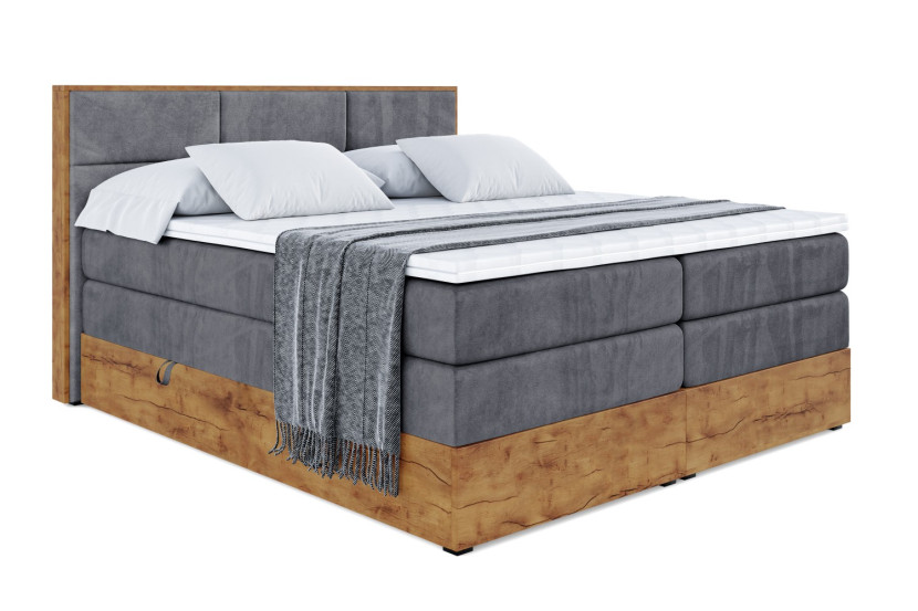 Łóżko kontynentalne z pojemnikiem i materacem H3|H4 LOLLI1 KING 200x200 cm 664457