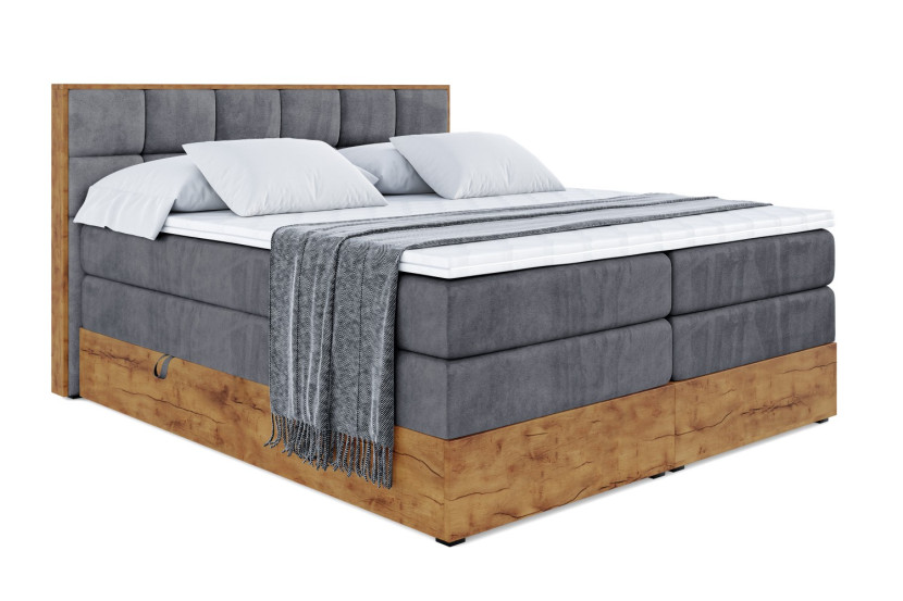 Łóżko kontynentalne z pojemnikiem i materacem H3|H4 LOLLI2 KING 140x200 cm 664440