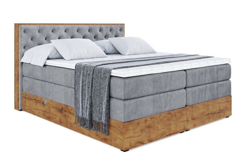 Łóżko kontynentalne z pojemnikiem i materacem H3|H4 LOLLI3 KING 140x200 cm 664188