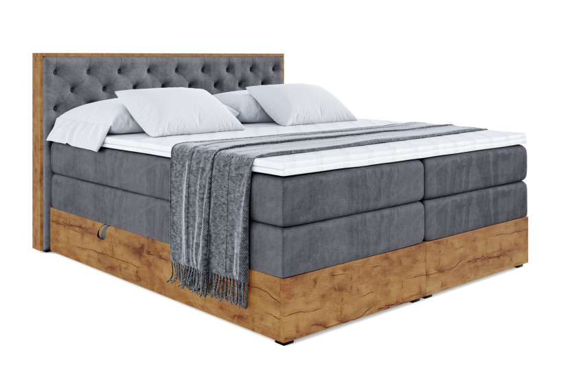 Łóżko kontynentalne z pojemnikiem i materacem H3|H4 LOLLI3 KING 200x200 cm 664279