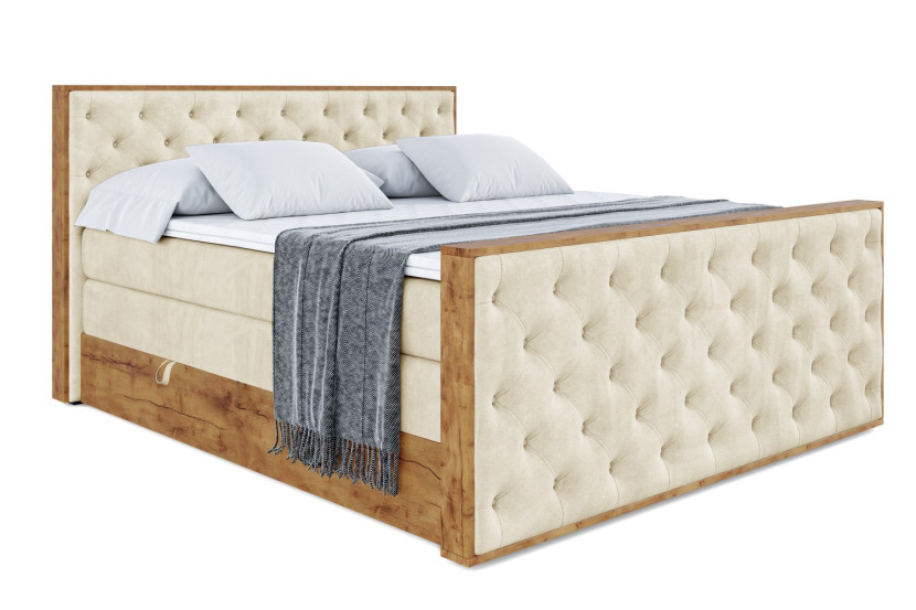 Łóżko kontynentalne z pojemnikiem i materacem H3|H4 LOLLI3-Z KING 200x200cm 654581