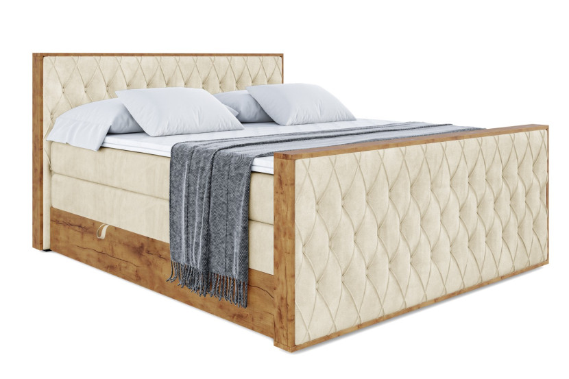 Łóżko kontynentalne z pojemnikiem i materacem H3|H4 LOLLI5-Z KING 200x200cm 654688