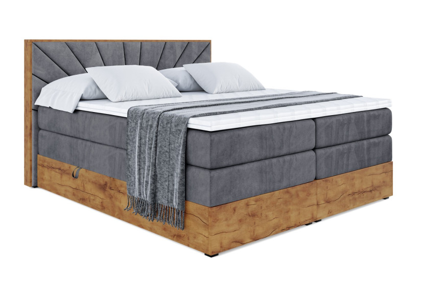 Łóżko kontynentalne z pojemnikiem i materacem H3|H4 LOLLI6 KING 160x200 cm 665419