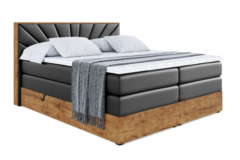 Łóżko kontynentalne z pojemnikiem i materacem H3|H4 LOLLI6 KING 200x200 cm 665407