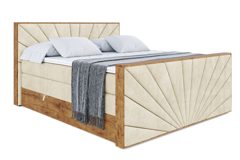 Łóżko kontynentalne z pojemnikiem i materacem H3|H4 LOLLI6-Z KING 200x200cm 654875