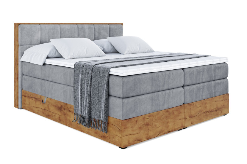 Łóżko kontynentalne z pojemnikiem i materacem H3|H4 LOLLI7 KING 200x200 cm 664520