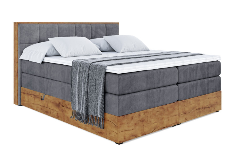 Łóżko kontynentalne z pojemnikiem i materacem H3|H4 LOLLI7 KING 200x200 cm 664558