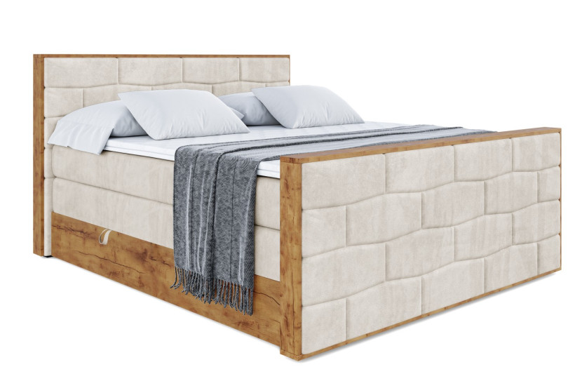 Łóżko kontynentalne z pojemnikiem i materacem H3|H4 LOLLI8-Z KING 200x200cm 654751