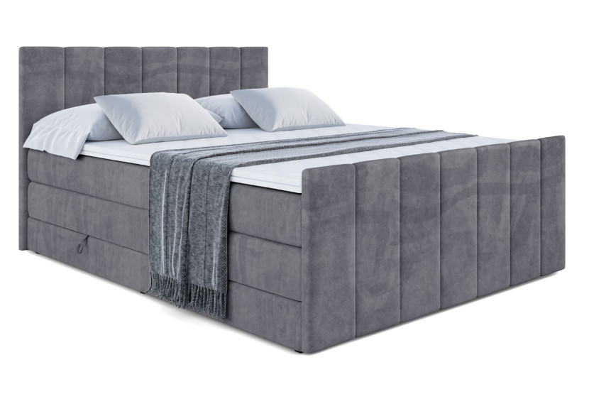 Łóżko kontynentalne z pojemnikiem i materacem H3|H4 MOETI-Z KING 200x200cm 235347