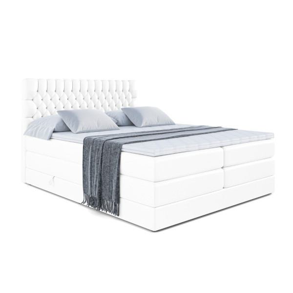 Łóżko kontynentalne z pojemnikiem i materacem H3|H4 SERENE KING 200x200 cm 358613