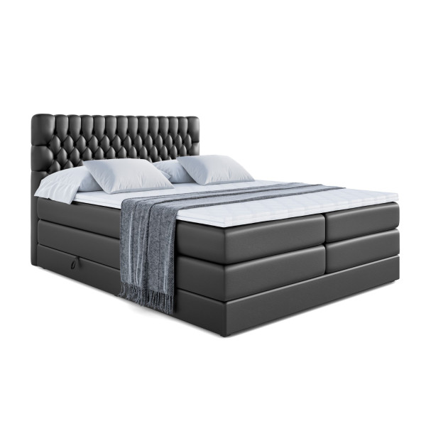 Łóżko kontynentalne z pojemnikiem i materacem H3|H4 SERENE KING 200x200 cm 358637