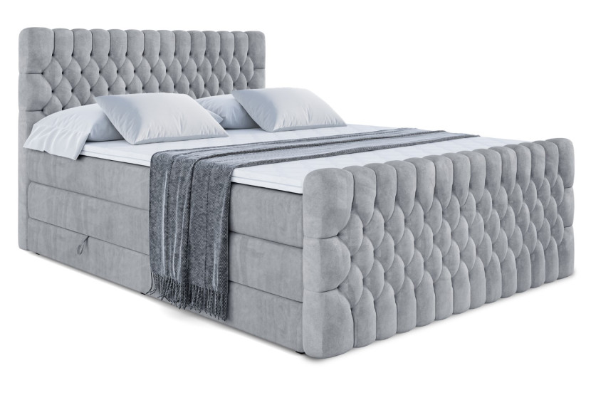Łóżko kontynentalne z pojemnikiem i materacem H3|H4 SERENE-Z KING 140x200cm 654662