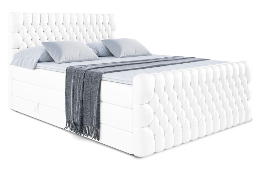 Łóżko kontynentalne z pojemnikiem i materacem H3|H4 SERENE-Z KING 140x200cm 655115