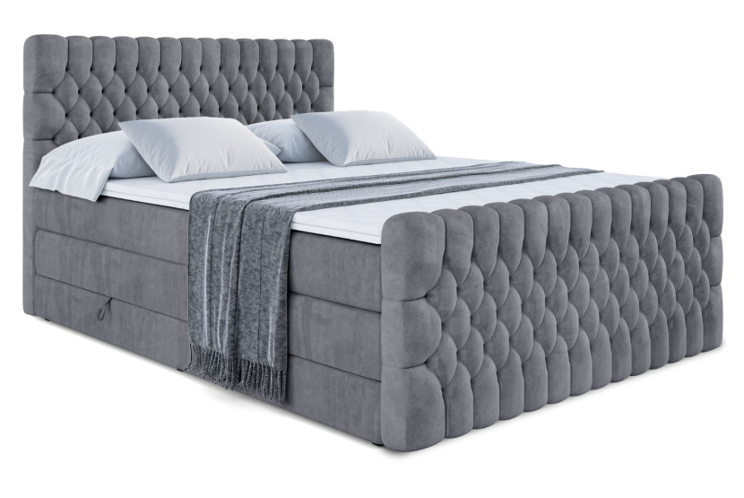Łóżko kontynentalne z pojemnikiem i materacem H3|H4 SERENE-Z KING 160x200cm 655114