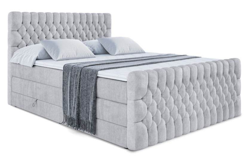Łóżko kontynentalne z pojemnikiem i materacem H3|H4 SERENE-Z KING 180x200cm 654732