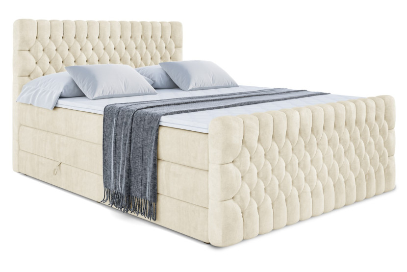 Łóżko kontynentalne z pojemnikiem i materacem H3|H4 SERENE-Z KING 180x200cm 655116
