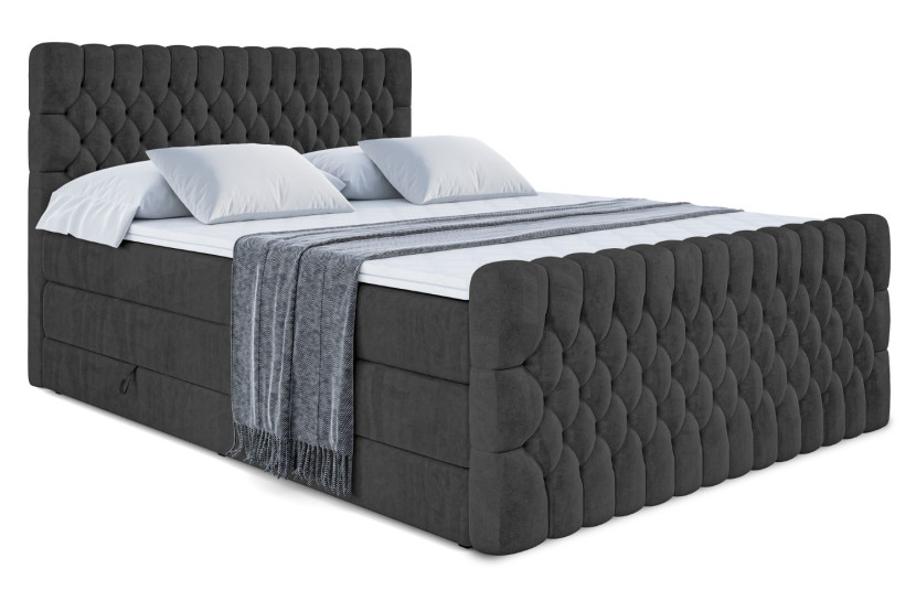 Łóżko kontynentalne z pojemnikiem i materacem H3|H4 SERENE-Z KING 200x200cm 654608
