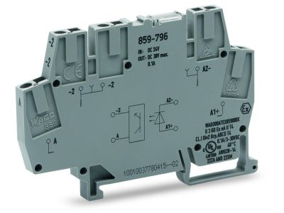 Złączka z optoseparatorem 24/24V DC/100mA/10kHZ, do niskich mocy łączeniowych, szara | 859-796 Wago